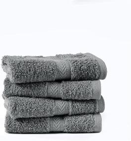 img 4 attached to 🛁 Chateau Home Bathroom Wash Cloths Set of 4 - Grey Towels, 100% Cotton Face Towels, Extra Absorbent and Soft, Quick Dry, 600 GSM - Enhance your Bathroom Experience with Grey Towels