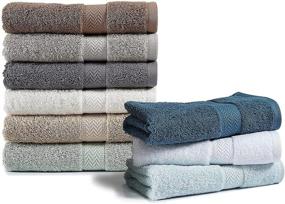 img 2 attached to 🛁 Chateau Home Bathroom Wash Cloths Set of 4 - Grey Towels, 100% Cotton Face Towels, Extra Absorbent and Soft, Quick Dry, 600 GSM - Enhance your Bathroom Experience with Grey Towels