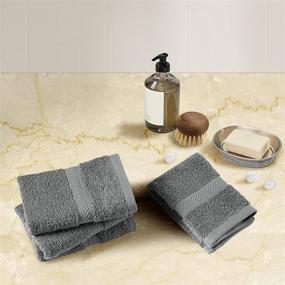 img 3 attached to 🛁 Chateau Home Bathroom Wash Cloths Set of 4 - Grey Towels, 100% Cotton Face Towels, Extra Absorbent and Soft, Quick Dry, 600 GSM - Enhance your Bathroom Experience with Grey Towels