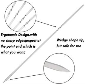 img 2 attached to 🍢 Премиумный набор из 50 шампуров JOHOUSE из нержавеющей стали - 11,5-дюймовые плоские шампуры для мяса, креветок, курицы и овощей - широкие и многоразовые
