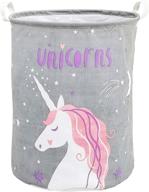 elivhine storage baskets: waterproof foldable organizer for dirty clothes, toys and office supplies - large grey unicorn laundry hamper logo
