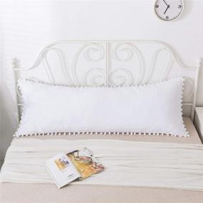 img 3 attached to 🌼 Bohemian Vibe Body Pillow Covers - White Pom Pom Pillowcases in 20x54 Inch Size - 100% Pure Cotton with Concealed Zipper Closure