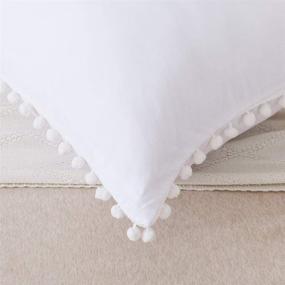 img 1 attached to 🌼 Bohemian Vibe Body Pillow Covers - White Pom Pom Pillowcases in 20x54 Inch Size - 100% Pure Cotton with Concealed Zipper Closure