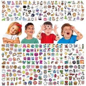 img 4 attached to 🎨 Aresvns Temporary Tattoos: 300+ Cute Mixed Style Cartoon Tattoos for Kids - Waterproof & Non-toxic Party Favor Gift