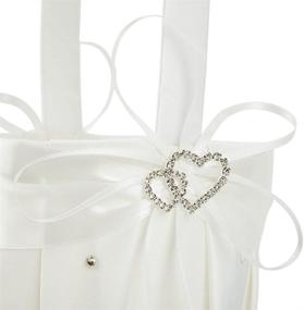 img 2 attached to AmaJOY 2pcs Ivory Flower Girl Basket with Double Heart Rhinestone Decor - Perfect for Beach Weddings