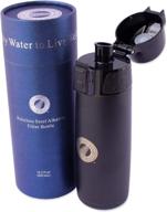 stainless steel alkaline water filter bottle - black - 14.2 fl. oz. - purifies 200 gallons of antioxidant water for enhanced digestion, hydration, and mineral boost logo