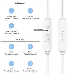 img 3 attached to Наушники Super Me Bass вкладыши с микрофоном и пультом управления звонками - совместимы с iPhone, Android и всеми устройствами с 3,5 мм разъемом, сонные наушники, 6 пар амбушюр S/M/L (ярко-белый)