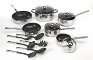 premium 18 piece 18/10 cookware set: belly shaped w/ encapsulated base & nonstick coating logo