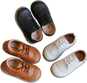 img 3 attached to 👞 DADAWEN Lace Up Uniform Comfort Boys' Shoes and Oxfords: A Classic Choice for Style and Comfort