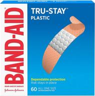 band-aid tru-stay plastic strips: effective 60 ct adhesive bandages for wound care & first aid логотип