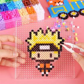 img 1 attached to 🎨 Creative Craft Activity Set: 9 Large Square Fuse Beads Pegboards with Tools – Ideal for Kids Crafts and DIY Projects