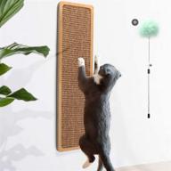 odoland sisal cat scratching post with wand | wall mounted indoor natural wooden scratcher board for kitty | modern wall furniture scratch deterrent pad for cats logo