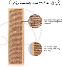 img 1 attached to Odoland Sisal Cat Scratching Post with Wand | Wall Mounted Indoor Natural Wooden Scratcher Board for Kitty | Modern Wall Furniture Scratch Deterrent Pad for Cats