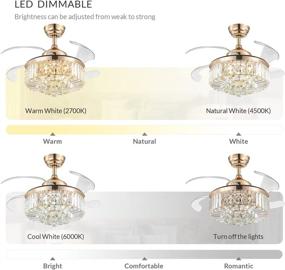 img 2 attached to NOXARTE Crystal Chandelier Dimmable Retractable