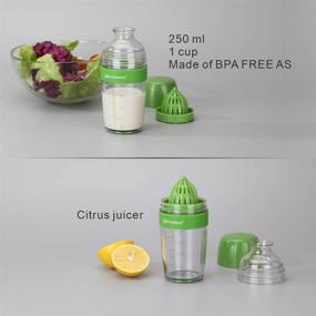 img 2 attached to KITCHENDAO 2 in 1 Salad Dressing Shaker and Citrus Juicer with Dripless Pour, Leak-free Design, Soft Grip, Anti-slip Feet, Easy Cleaning, Dishwasher Safe, BPA Free, 250ml (1 Cup)