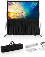 🔆 100-inch portable projector screen - 2-in-1 indoor outdoor movie screen - premium hd 16:9 projection screen with stand or wall mount - metal fast foldable frame - theater skirt - outdoor kit logo