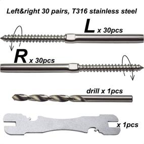 img 2 attached to 🔩 Lulultn T316 Stainless Steel Cable Railing Hardware System Kit for Wood Posts – 3/16 Inch, Swage Lag Screws Left & Right – 30 Pairs