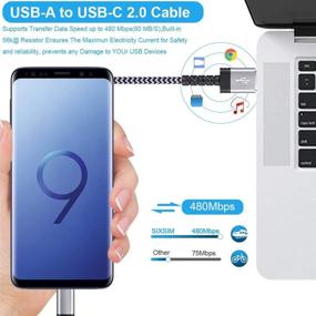 img 1 attached to 6-футовый кабель USB Type C, SIXSIM 3Pack Быстрая зарядка совместима с зарядным устройством для Samsung Galaxy S20 FE 5G S10e S9 S8 M51 A90 A80 A71 A70 A50 Note20 Ultra 9, LG G8 V60 ThinQ, Moto G9 G8