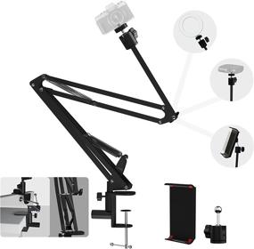 img 4 attached to Versatile Camera Desk Mount Stand with Adjustable C-clamp - Ideal for DSLR Camera, Video, Panel, Tablet, and Phone (16-43In)