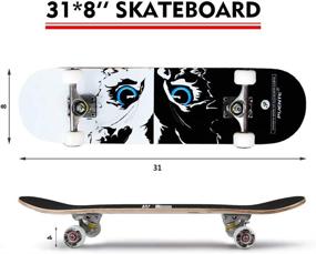 img 2 attached to 🛹 Premium 31-Inch Pro Skateboard: Ideal for Beginners, Kids, Teens, and Adults - Complete Set with 7 Layer Canadian Maple, Double Kick, Concave Design, Perfect for Learning Pro Tricks