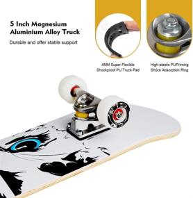 img 3 attached to 🛹 Premium 31-Inch Pro Skateboard: Ideal for Beginners, Kids, Teens, and Adults - Complete Set with 7 Layer Canadian Maple, Double Kick, Concave Design, Perfect for Learning Pro Tricks