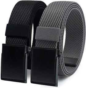 img 4 attached to 🎖️ 2-in-1 Casual Military Elastic Stretch Belt