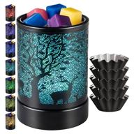 electric wax-melt warmer burners - scented fragrance oil warmer with 🕯️ 7 colors changing led light for home decor (b-black tree elk colorful) логотип