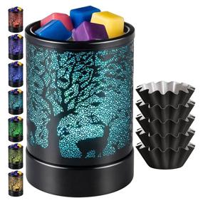 img 4 attached to Electric Wax-Melt Warmer Burners - Scented Fragrance Oil Warmer With 🕯️ 7 Colors Changing LED Light For Home Decor (B-Black Tree Elk Colorful)