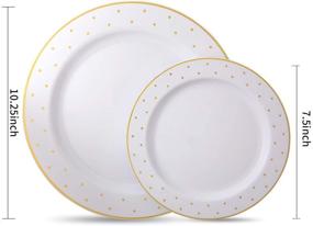 img 3 attached to 🎄 Supernal 102pcs Christmas Plates with Gold Plastic Dinnerware Sets: Ideal for Weddings and Parties, Includes 51 Dinner Plates (10.25") and 51 Dessert Plates (7.25")