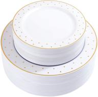 🎄 supernal 102pcs christmas plates with gold plastic dinnerware sets: ideal for weddings and parties, includes 51 dinner plates (10.25") and 51 dessert plates (7.25") logo