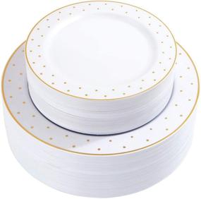 img 4 attached to 🎄 Supernal 102pcs Christmas Plates with Gold Plastic Dinnerware Sets: Ideal for Weddings and Parties, Includes 51 Dinner Plates (10.25") and 51 Dessert Plates (7.25")