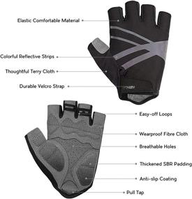 img 2 attached to Hikenture Half Finger Cycling Gloves for Men and Women - Padded Road Bike Gloves | Shockproof, Breathable Mountain Biking Gloves for Running, Motorcycle, and Work Out