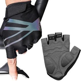 img 4 attached to Hikenture Half Finger Cycling Gloves for Men and Women - Padded Road Bike Gloves | Shockproof, Breathable Mountain Biking Gloves for Running, Motorcycle, and Work Out