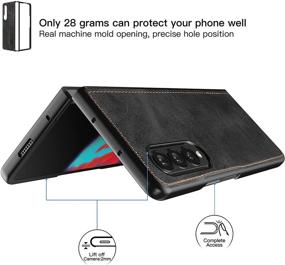 img 3 attached to 📱 Foluu Samsung Galaxy Z Fold 3 5G Case - Ultra Thin Slim PU Leather + Hard PC Shell Protective Cover (Black)