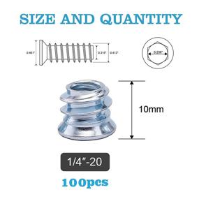 img 3 attached to 🔩 SG TZH 100pcs Threaded Inserts for Wood Nutsert Screw 1/4"-20 x 10mm Hex Drive Furniture Wood Nuts - Blue White | Hex Spanner Included