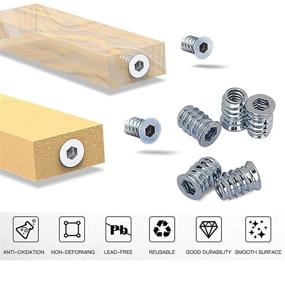 img 1 attached to 🔩 SG TZH 100pcs Threaded Inserts for Wood Nutsert Screw 1/4"-20 x 10mm Hex Drive Furniture Wood Nuts - Blue White | Hex Spanner Included