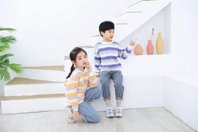 img 1 attached to 👕 Ctskyte Toddler Unisex Kids Fleece Long Sleeve Pullover Sweatshirt: Stylish Striped Crew-Neck Sweater for Kids