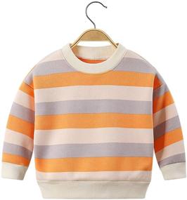 img 4 attached to 👕 Ctskyte Toddler Unisex Kids Fleece Long Sleeve Pullover Sweatshirt: Stylish Striped Crew-Neck Sweater for Kids