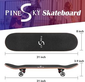 img 2 attached to 🛹 PINESKY Skateboards 31 Inch Complete Double Kick Skateboard - Ideal Starter Board for Kids and Beginners