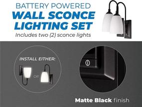 img 3 attached to Westek Battery Operated Wall Sconce, 2 Pack – 4 Hour Auto Shut-Off Battery Wall Sconce, 100 Lumens – Matte Black Plastic Finish – Easy Install Battery Wall Light – Adjustable 2 Light Settings