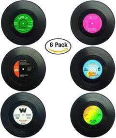 img 3 attached to 6 Cute Retro Vinyl Coasters - Funny Record Decoration Disk Furniture - Music-Inspired Bar & Home Decor Set