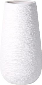 img 4 attached to 🏺 D'vine Dev 10 Inch White Ceramic Vase, Modern Oval Shape with Textured Flower Design - VS-OV-OW, Packaged in a Stylish Box