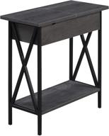 🔌 tucson flip top end table – charging station and shelf included, charcoal gray/black by convenience concepts logo