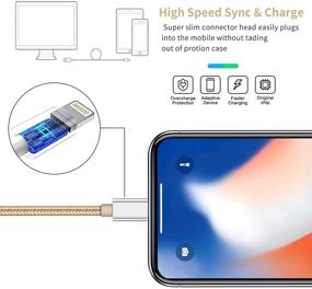 img 3 attached to 🔌 10FT MFi-Certified Lightning Cables 3Pack - iPhone Charger Cable with Nylon Braiding | Compatible with iPhone 12 11 Pro Max XS XR X 8 7 6S 6 Plus SE 5S 5C 5 iPad | Gold & Silver Variants