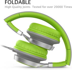 img 2 attached to AILIHEN C8 Foldable Wired Headphones With Microphone And Volume Control For Cellphones Tablets Chromebook Smartphones Laptop Computer PC Mp3/4 (Gray/Green)