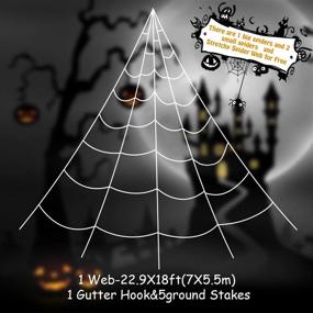 img 3 attached to Outdoor Halloween Decorations – Mega Triangular Spider Web with Stretch Cobweb Set for Party Yard Decor, Halloween Spider Web Spider Decoration