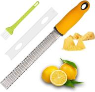 🍋 multifunctional lemon zester, cheese grater, and kitchen zester with razor-sharp stainless steel blade, protective cover, cleaning brush - dishwasher safe, orange logo