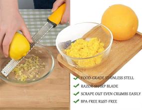 img 3 attached to 🍋 Multifunctional Lemon Zester, Cheese Grater, and Kitchen Zester with Razor-Sharp Stainless Steel Blade, Protective Cover, Cleaning Brush - Dishwasher Safe, Orange