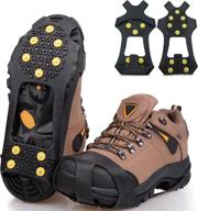 ❄️ ice snow cleats for shoes boots: premium traction cleats for unparalleled winter grip - 10-stud slip-on rubber crampons for anti-slip performance in ice and snow, ideal for women, men, and kids логотип