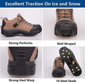 img 2 attached to ❄️ Ice Snow Cleats for Shoes Boots: Premium Traction Cleats for Unparalleled Winter Grip - 10-Stud Slip-on Rubber Crampons for Anti-Slip Performance in Ice and Snow, Ideal for Women, Men, and Kids